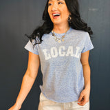 Local Raw Edge Heather Tee - Blue/White - Lace and Grace Boutique