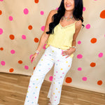Pastel Polka Dot Cropped Wide Leg Jean - Ivory Multi - Lace and Grace Boutique