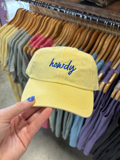 Howdy Embroidered Baseball Cap - Butter Yellow - Lace and Grace Boutique