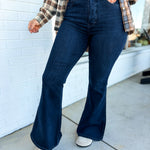 Judy Blue Charlotte High Rise Flare Denim Jeans - Deep Indigo - Lace and Grace Boutique
