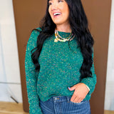 Multicolor Yarn Detail Crewneck Sweater - Teal Multi