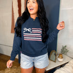 Simply Southern Ribbon Flag Crewneck Sweatshirt - Navy - Lace and Grace Boutique