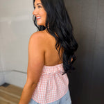 Plaid Halter Top - Pink/White - Lace and Grace Boutique