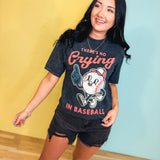 No Crying In Baseball Mineral Wash Tee - Vintage Black - Lace and Grace Boutique
