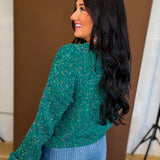 Multicolor Yarn Detail Crewneck Sweater - Teal Multi