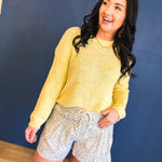Open-Knit Crewneck Sweater - Lemon - Lace and Grace Boutique