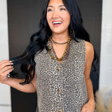 Button Up Leopard Denim Vest - Lace and Grace Boutique