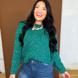 Multicolor Yarn Detail Crewneck Sweater - Teal Multi