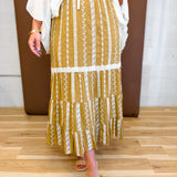 Embroidered Tiered Maxi Skirt - Golden Brown
