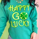 Happy Go Lucky Sweatshirt - Green - Lace and Grace Boutique