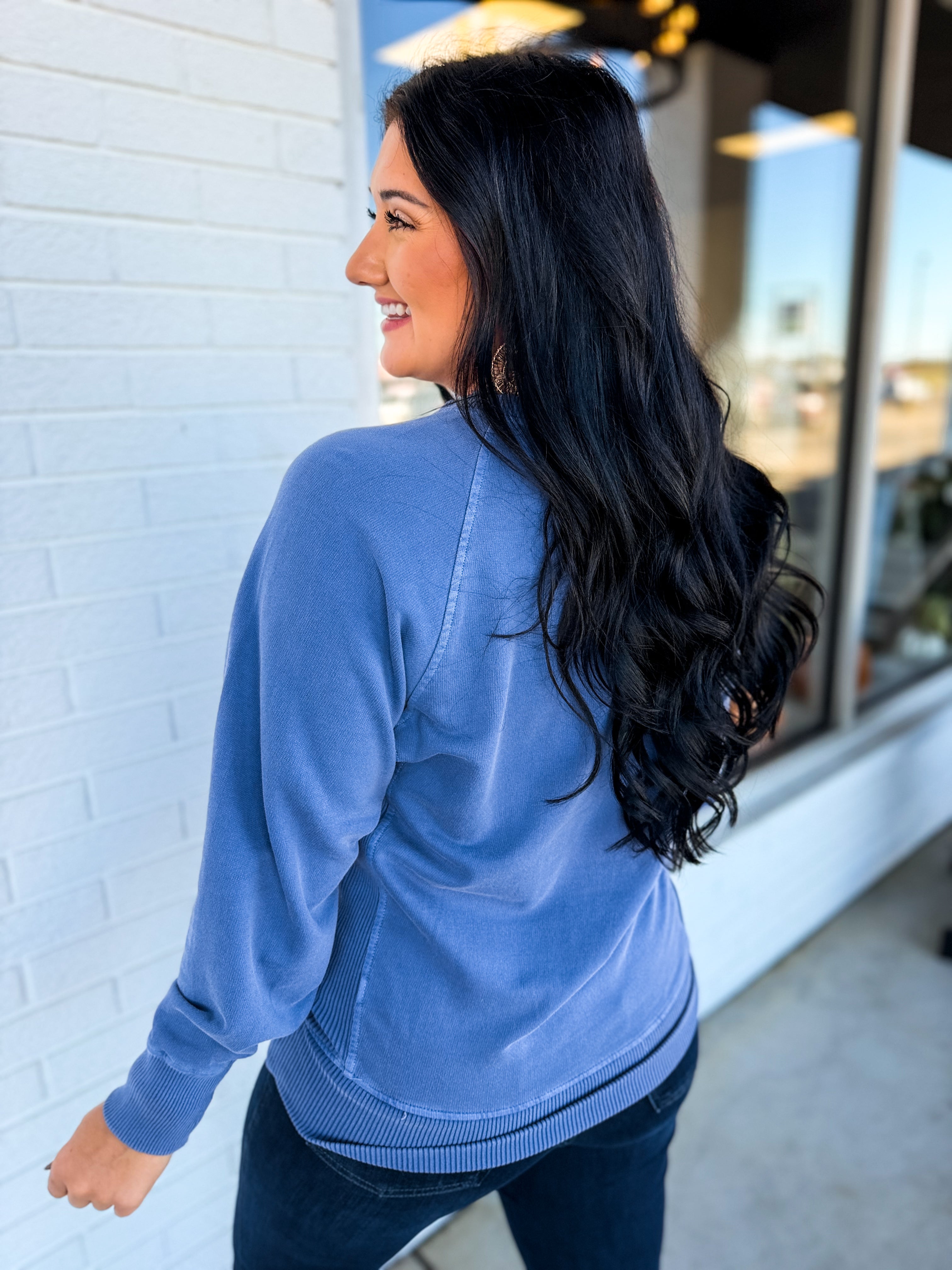 Pigment Dyed French Terry Pullover - Marlin - Lace and Grace Boutique