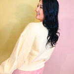 Gingham Bunny Patch Oversized Sweatshirt - Butter - Lace and Grace Boutique