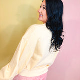 Gingham Bunny Patch Oversized Sweatshirt - Butter - Lace and Grace Boutique