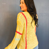 Multicolor Striped Lightweight Sweater - Butter/Papaya - Lace and Grace Boutique