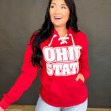 Ohio State Puff Letter Laced Up Hoodie - Red
