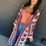 POL Granny Square Crochet Cardigan - Beige Multi - Lace and Grace Boutique