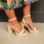 The Olympia Raffia Platform Heel - Natural - Lace and Grace Boutique