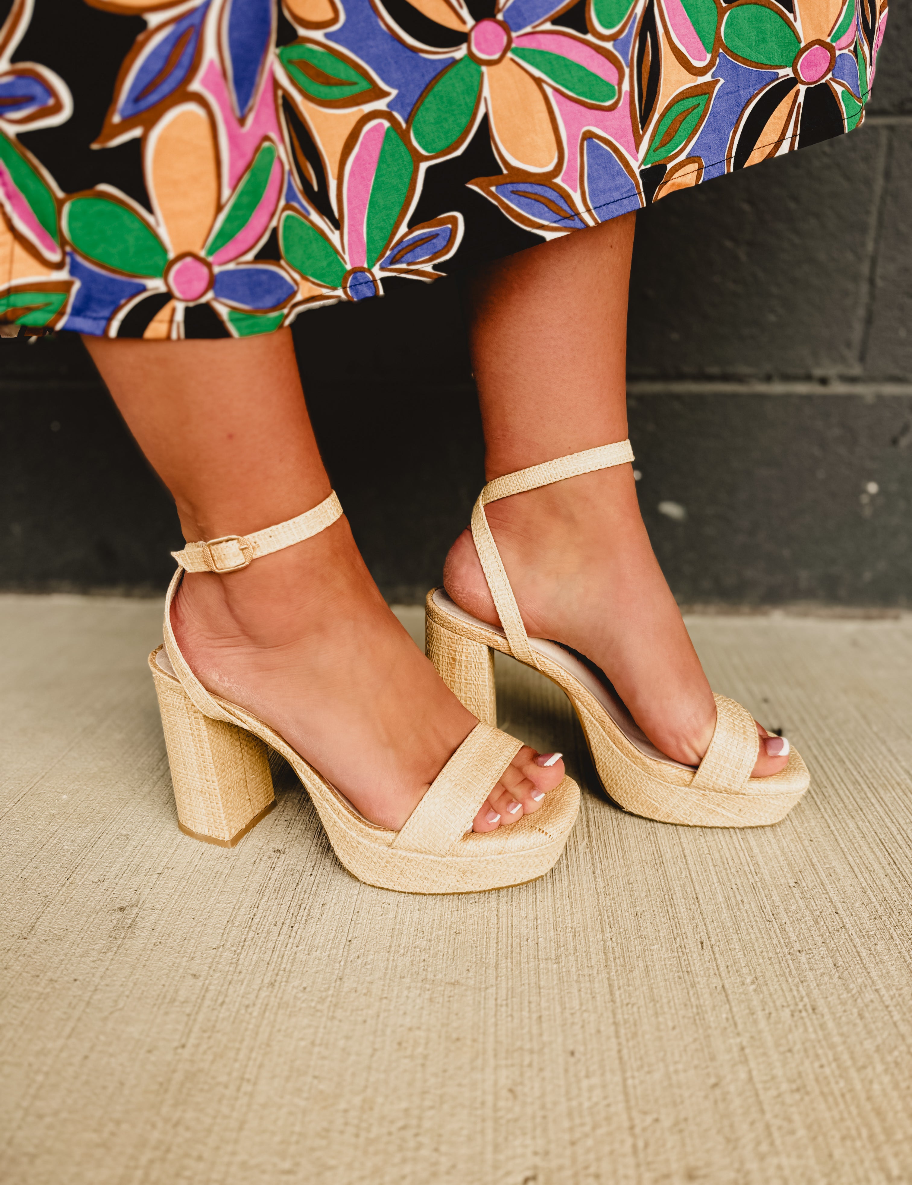 The Olympia Raffia Platform Heel - Natural - Lace and Grace Boutique