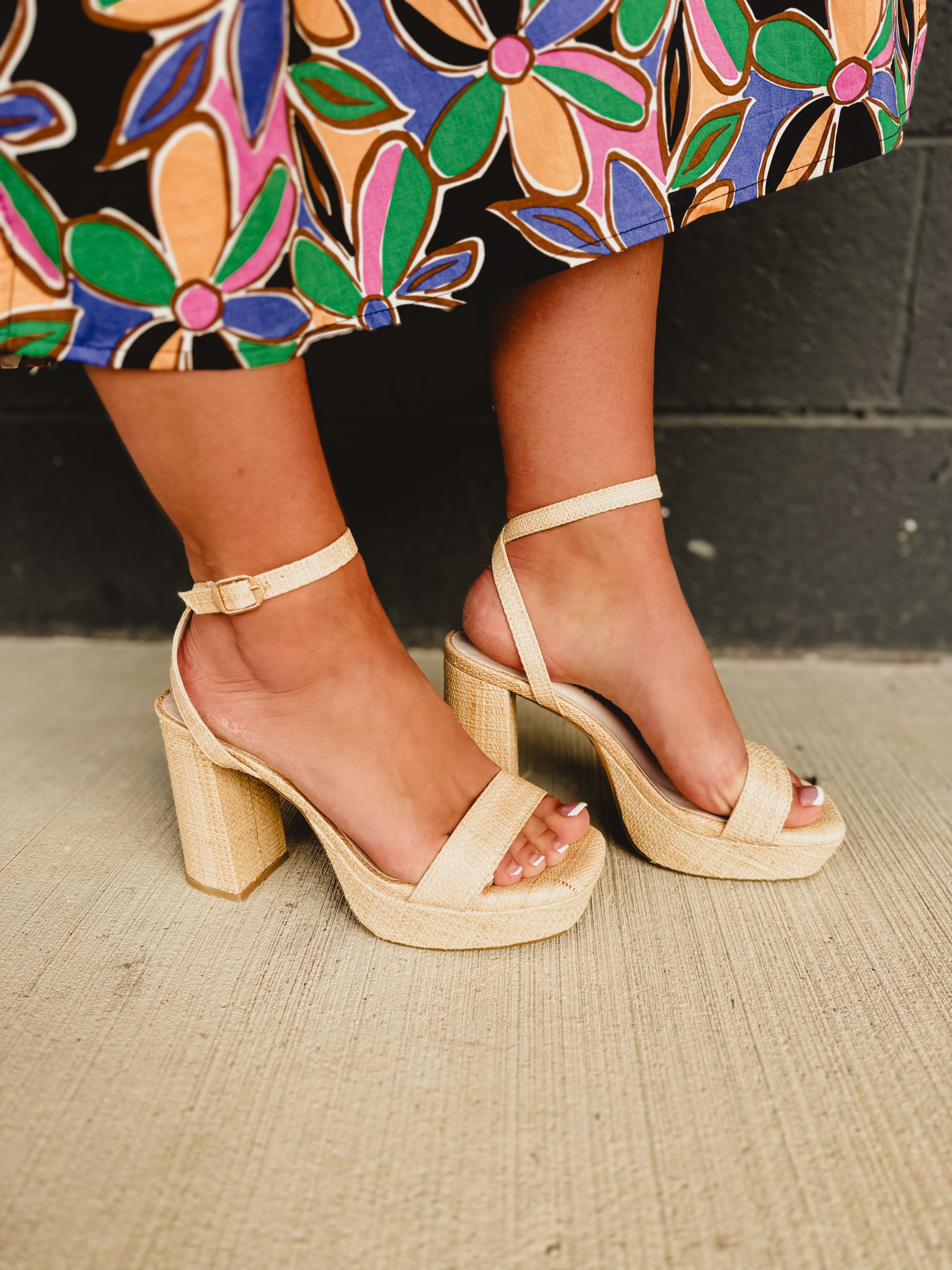 The Olympia Raffia Platform Heel - Natural - Lace and Grace Boutique
