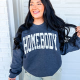 Homebody Fleece Crewneck Sweatshirt - Heather Black - Lace and Grace Boutique