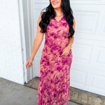 Soft Florals Printed Cowl Neck Maxi Dress - Sangria Bloom - Lace and Grace Boutique