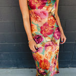 Strapless Bias Cut Satin Maxi Dress - Parisian Floral - Lace and Grace Boutique