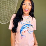 Kiss My Bass Graphic Tee - Peach - Lace and Grace Boutique