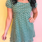 Embroidered Babydoll Mini Dress - Eucalyptus - Lace and Grace Boutique