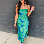 Floral Slip Maxi Dress - Blue/Green - Lace and Grace Boutique