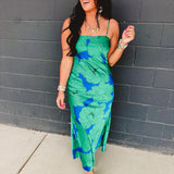 Floral Slip Maxi Dress - Blue/Green - Lace and Grace Boutique