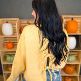 Tie-Back Crewneck Cropped Sweater - Marigold - Lace and Grace Boutique