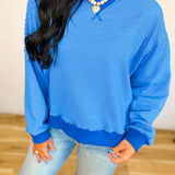 Striped Drop Shoulder Sweatshirt - Blue/Navy