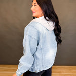 Mineral Wash Oversized Denim Hoodie Jacket - Lace and Grace Boutique