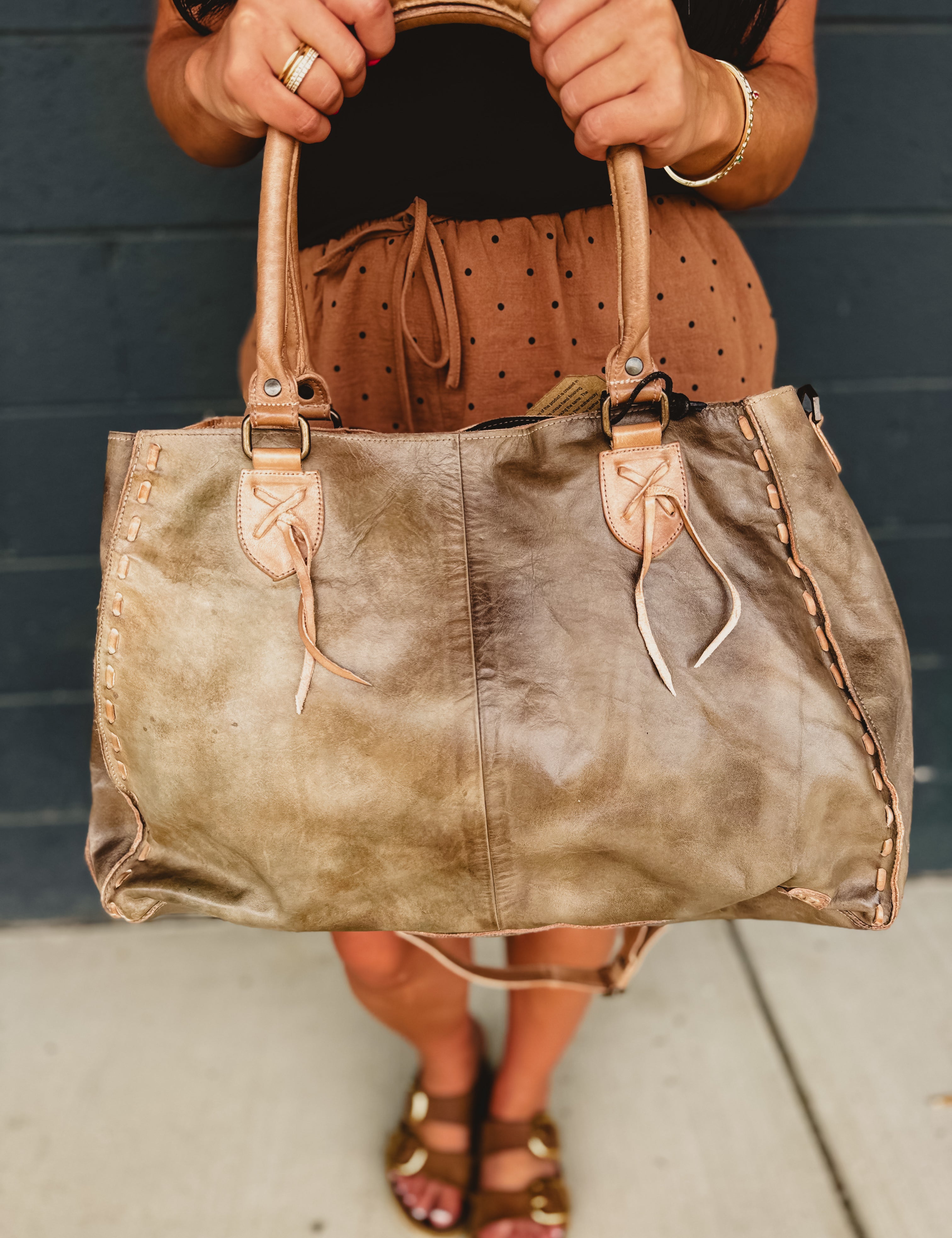 Bed|Stu Rockaway Shoulder Bag - Taupe Oats Rustic - Lace and Grace Boutique