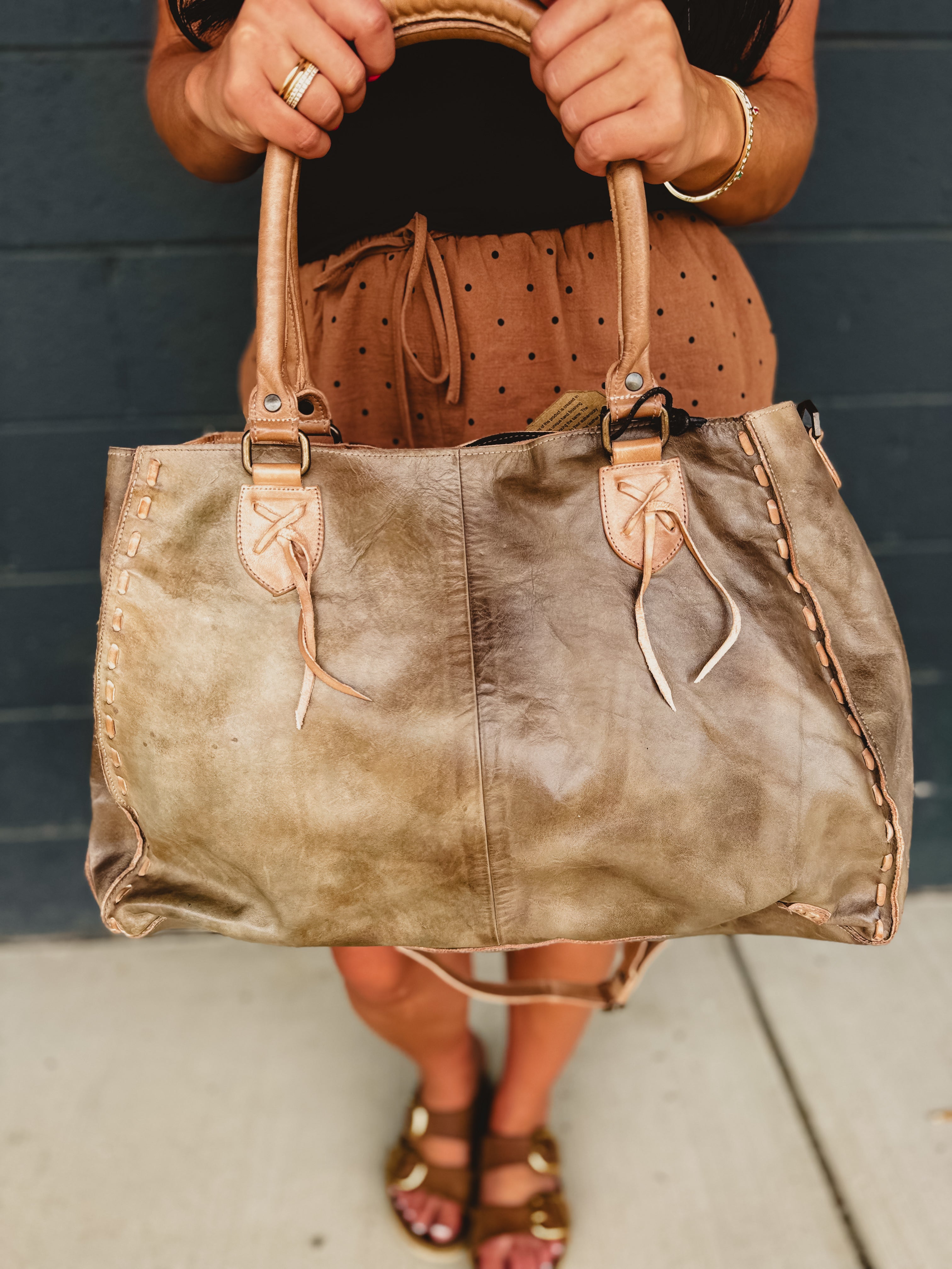 Bed|Stu Rockaway Shoulder Bag - Taupe Oats Rustic - Lace and Grace Boutique