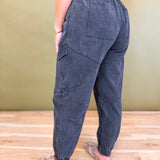 Mineral Washed Cargo Jogger Pants - Vintage Black