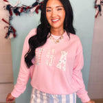 USA Patchwork Pullover - Pink - Lace and Grace Boutique