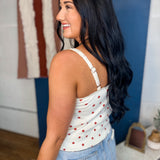 POL Lace Trim Star Print Knit Cami Top - Natural - Lace and Grace Boutique