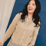 Open Knit Sweater Cardigan - Taupe