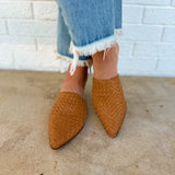 Alice Woven Leather Slip On Flats - Cognac