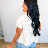 Polka Dot Pintuck Detail Blouse - Beige Combo