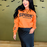Spooky Season Puff Letter Fleece Sweatshirt - Orange