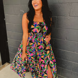 Floral Printed Scalloped Trim Maxi Dress - Multicolor - Lace and Grace Boutique