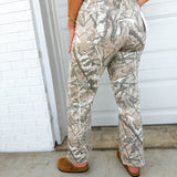 Camo Printed High Rise Wide Leg Jeans - Timberwolf