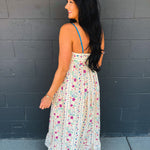 Cotton Floral Sleeveless Maxi Dress - Creme Floral - Lace and Grace Boutique
