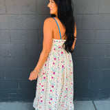 Cotton Floral Sleeveless Maxi Dress - Creme Floral - Lace and Grace Boutique