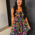 Floral Printed Scalloped Trim Maxi Dress - Multicolor - Lace and Grace Boutique
