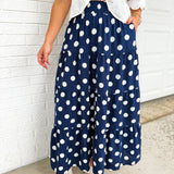 Tiered Polka Dot Maxi Skirt - Navy/White
