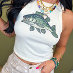 The Bedazzled Bass Graphic Tank - Natural - Lace and Grace Boutique