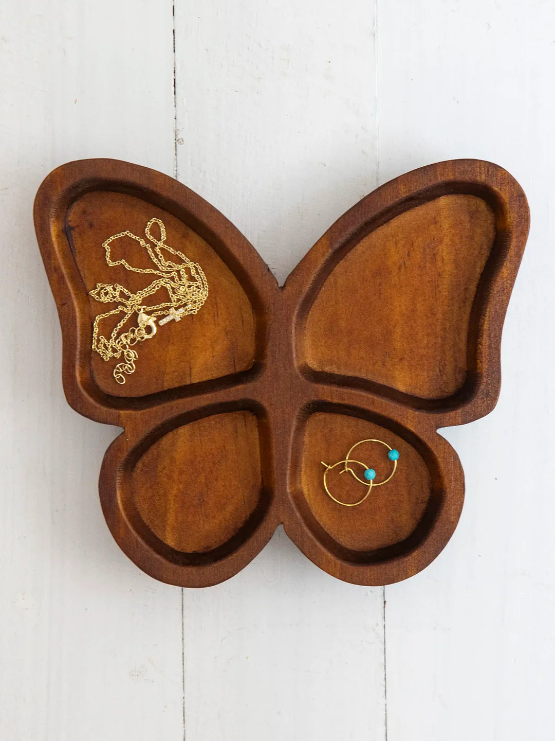 Natural Life Carved Wood Trinket Dish - Butterfly - Lace and Grace Boutique